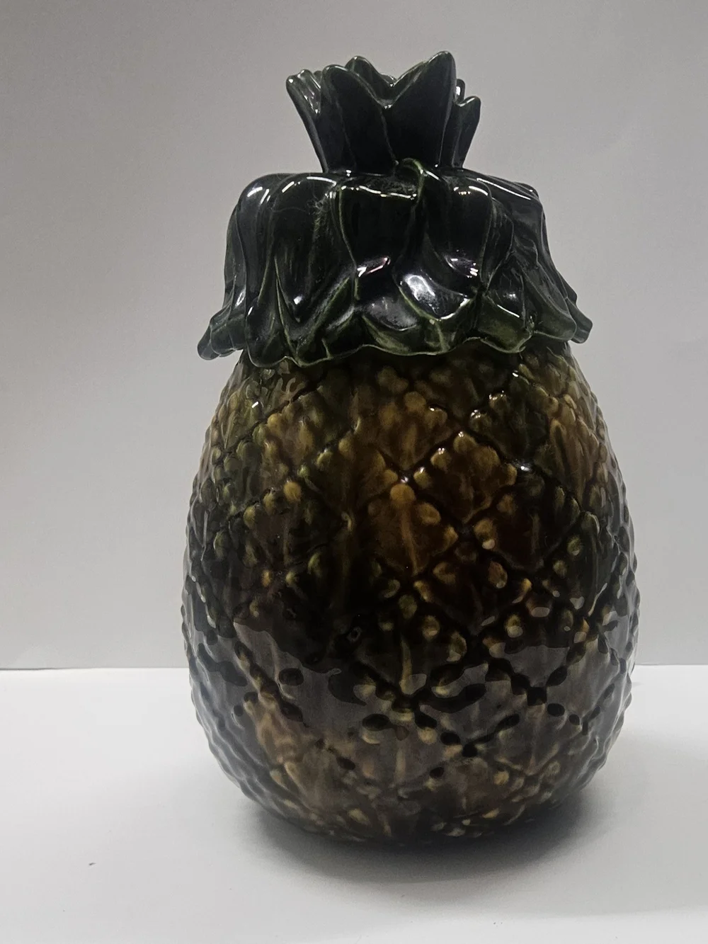 Pineapple Ceramic Cookie Jar - Green and Brown